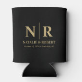 エレガントウェディングモノグラム新郎新婦イニシャル 缶クーラー (裏面)