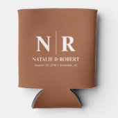 エレガントウェディングモノグラム新郎新婦イニシャル 缶クーラー (正面)