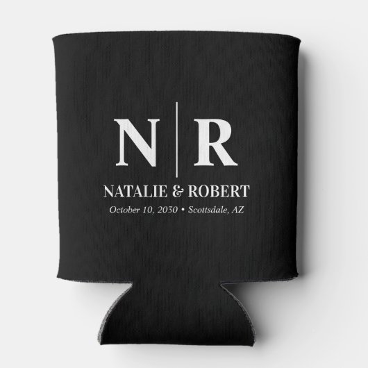 エレガントウェディングモノグラム新郎新婦イニシャル 缶クーラー (裏面)