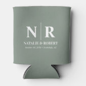 エレガントウェディングモノグラム新郎新婦イニシャル 缶クーラー (正面)