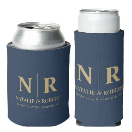 エレガントウェディングモノグラム新郎新婦イニシャル 缶クーラー