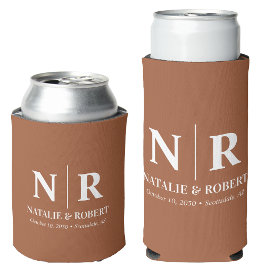 エレガントウェディングモノグラム新郎新婦イニシャル 缶クーラー