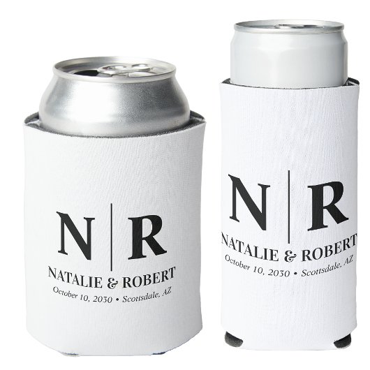エレガントウェディングモノグラム新郎新婦イニシャル 缶クーラー