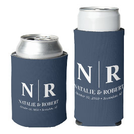 エレガントウェディングモノグラム新郎新婦イニシャル 缶クーラー