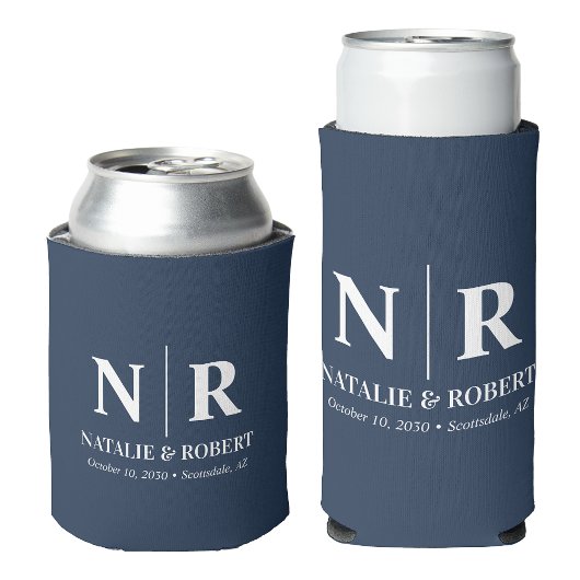 エレガントウェディングモノグラム新郎新婦イニシャル 缶クーラー