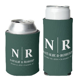 エレガントウェディングモノグラム新郎新婦イニシャル 缶クーラー