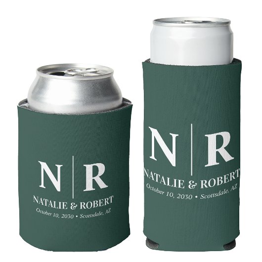 エレガントウェディングモノグラム新郎新婦イニシャル 缶クーラー