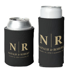 エレガントウェディングモノグラム新郎新婦イニシャル 缶クーラー