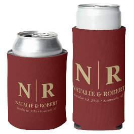 エレガントウェディングモノグラム新郎新婦イニシャル 缶クーラー