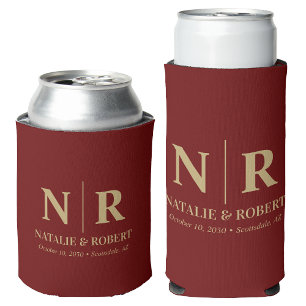 エレガントウェディングモノグラム新郎新婦イニシャル 缶クーラー