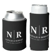 エレガントウェディングモノグラム新郎新婦イニシャル 缶クーラー