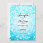 エレガントウェディングライトターコイズQR RSVP 招待状 (正面)