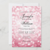 エレガントウェディングライトヴィンテージ赤面ピンクQR RSVP 招待状 (正面)