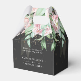 エレガントウェディングラグジュアリーブラック&ピンクフローラ フェイバーボックス