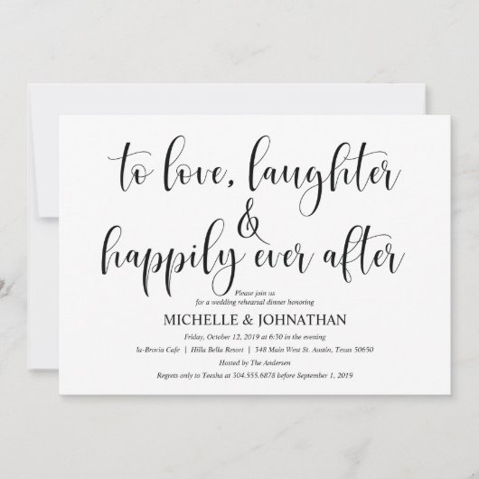 エレガントウェディングリハーサルディナー招待状カード 招待状 (正面)