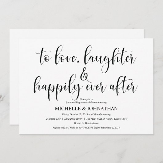 エレガントウェディングリハーサルディナー招待状カード 招待状 (正面/裏面)