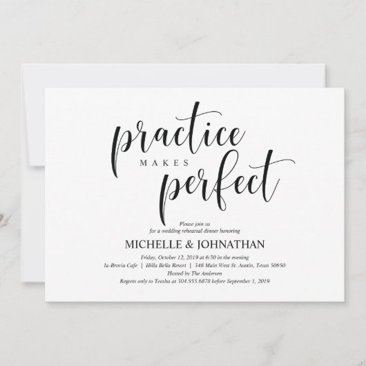 エレガントウェディングリハーサルディナー招待状カード 招待状 (正面)