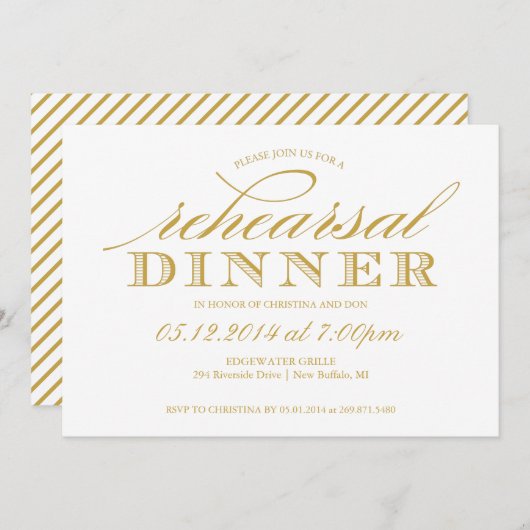 エレガントウェディングリハーサルディナー招待状 招待状 (正面/裏面)