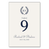 エレガントウェディングリースモノグラムネイビークリーム テーブルナンバー (裏面)