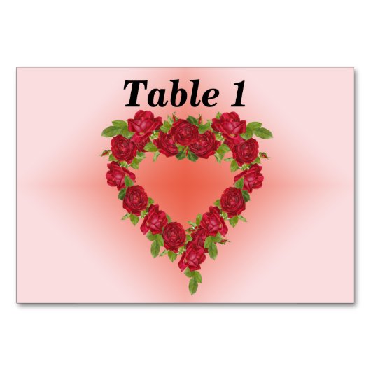 エレガントウェディングレッドローズハートリースオンピンク テーブルナンバー (裏面)