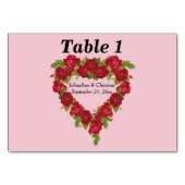 エレガントウェディングレッドローズハートリースオンピンク テーブルナンバー (正面)