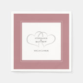 エレガントウェディングロマンチックハートほこりっぽいバラ紙 スタンダードカクテルナプキン (正面)