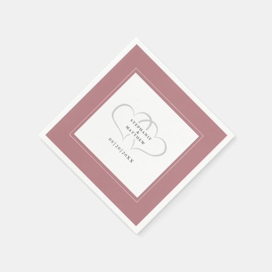 エレガントウェディングロマンチックハートほこりっぽいバラ紙 スタンダードカクテルナプキン (角)