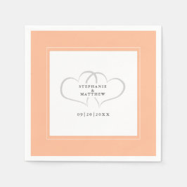 エレガントウェディングロマンチックハートピーチカクテル スタンダードカクテルナプキン