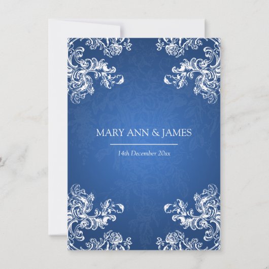 エレガントウェディングヴィンテージスワーズ2サファイアブルー 招待状 (裏面)