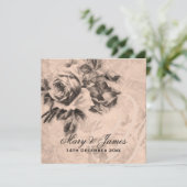 エレガントウェディングヴィンテージバラセピア 招待状 (スタンド正面)