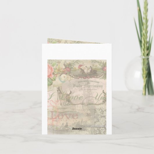 エレガントウェディングヴィンテージ結婚アンティークヴィンテージ サンキューカード (裏面)