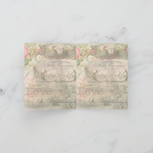 エレガントウェディングヴィンテージ結婚アンティークヴィンテージ サンキューカード (内部)