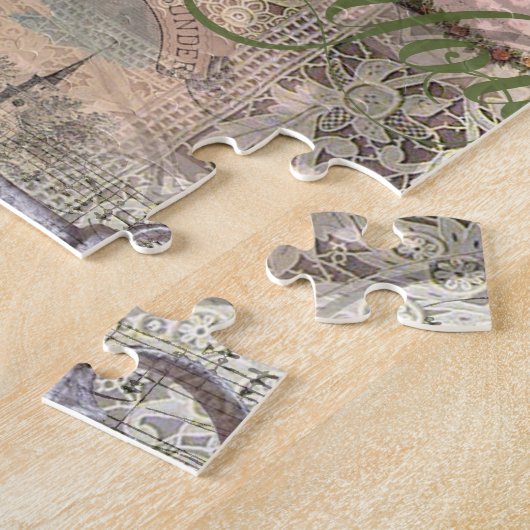 エレガントウェディングヴィンテージ結婚アンティークヴィンテージ ジグソーパズル (側面)