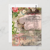 エレガントウェディングヴィンテージ結婚アンティークヴィンテージ ポストカード (正面/裏面)