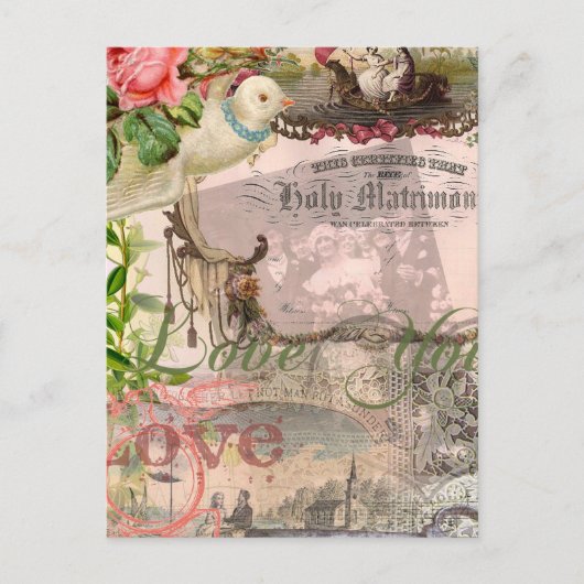 エレガントウェディングヴィンテージ結婚アンティークヴィンテージ ポストカード (正面)