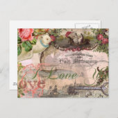 エレガントウェディングヴィンテージ結婚アンティークヴィンテージ ポストカード (正面/裏面)