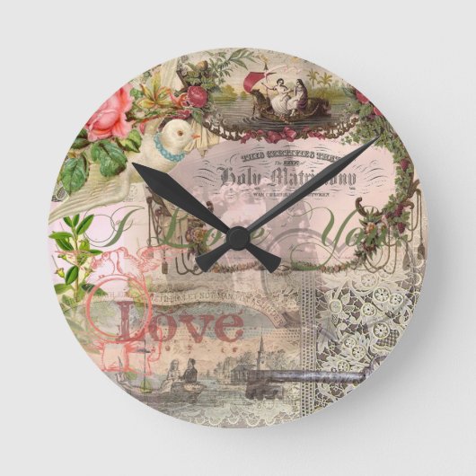 エレガントウェディングヴィンテージ結婚アンティークヴィンテージ ラウンド壁時計 (正面)