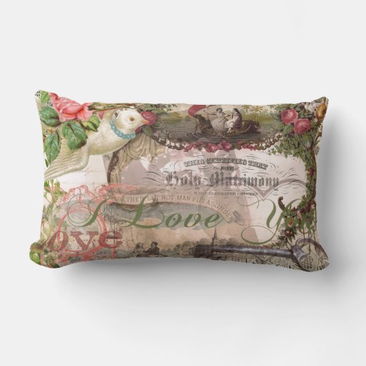 エレガントウェディングヴィンテージ結婚アンティークヴィンテージ ランバークッション (正面)