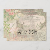 エレガントウェディングヴィンテージ結婚アンティークヴィンテージ 招待状 (正面/裏面)