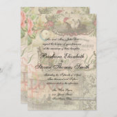 エレガントウェディングヴィンテージ結婚アンティークヴィンテージ 招待状 (正面/裏面)
