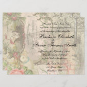 エレガントウェディングヴィンテージ結婚アンティークヴィンテージ 招待状 (正面/裏面)