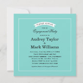 エレガントウェディング婚約パーティアクアブルーブラック 招待状 (正面)