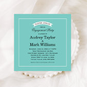 エレガントウェディング婚約パーティアクアブルーブラック 招待状