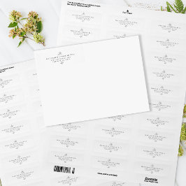 エレガントウェディング差出人住所葉白黒 ラベル