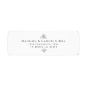 エレガントウェディング差出人住所葉白黒 ラベル (正面)