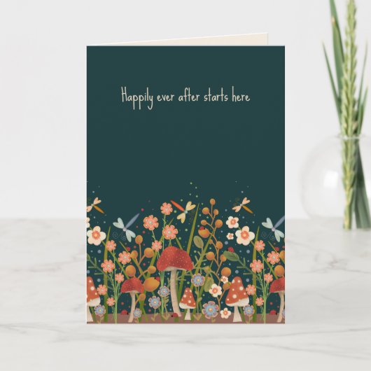 エレガントウェディング引用文ドラゴンフライフローラ カード (正面)