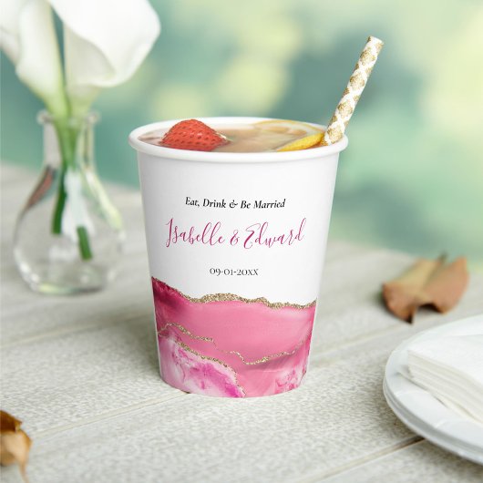 エレガントウェディング披露宴テーブルデコールピンク&金ゴールド 紙コップ