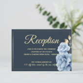 エレガントウェディング披露宴ミッドナイトブルーフローラ エンクロージャーカード (スタンド正面)