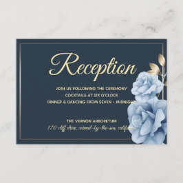 エレガントウェディング披露宴ミッドナイトブルーフローラ エンクロージャーカード