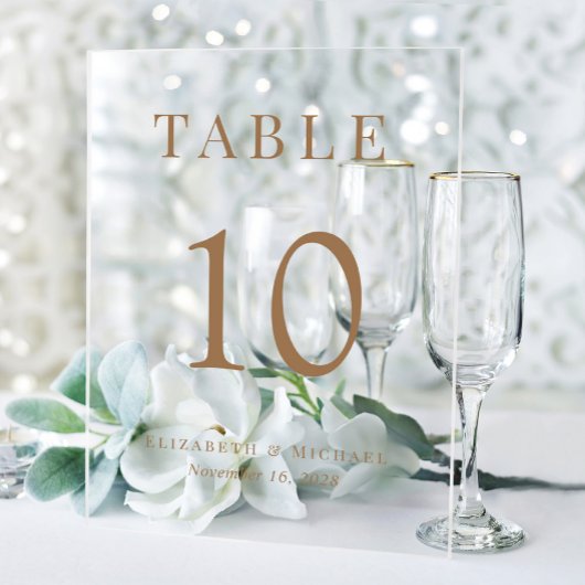 エレガントウェディング披露宴金ゴールドテーブル番号 アクリルサイン